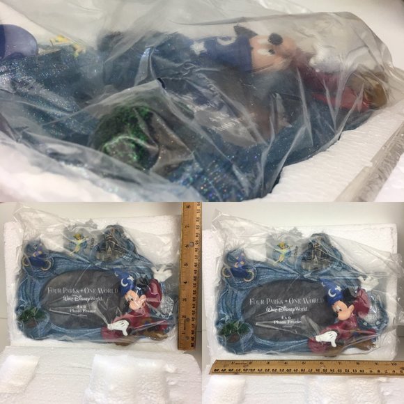 NIB Disney World Theme Park Pic Frame 4 Parks 4x6 w Rubber Fridge Magnet Frame - Picture 2 of 11